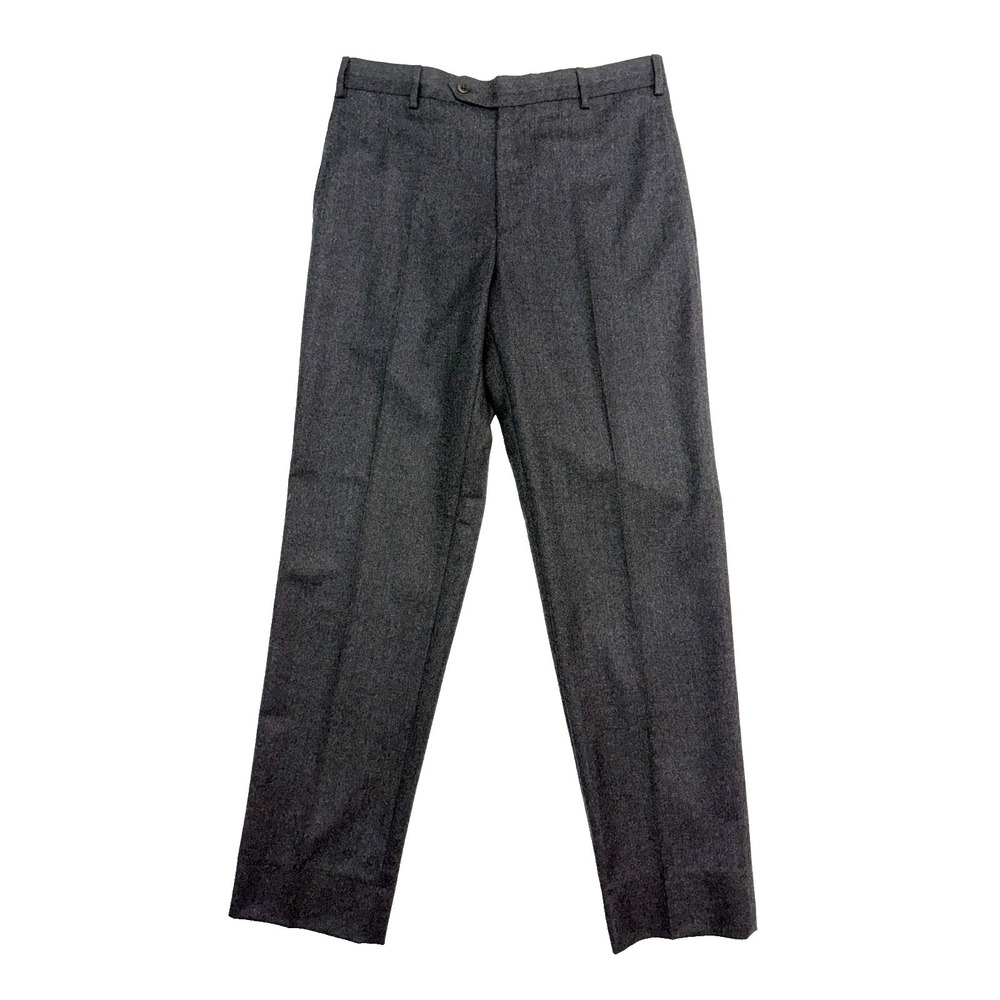Zanella 32x32 Devon Dress Suit Pants Fleece Flannel Wool Flat Front Italy Gray